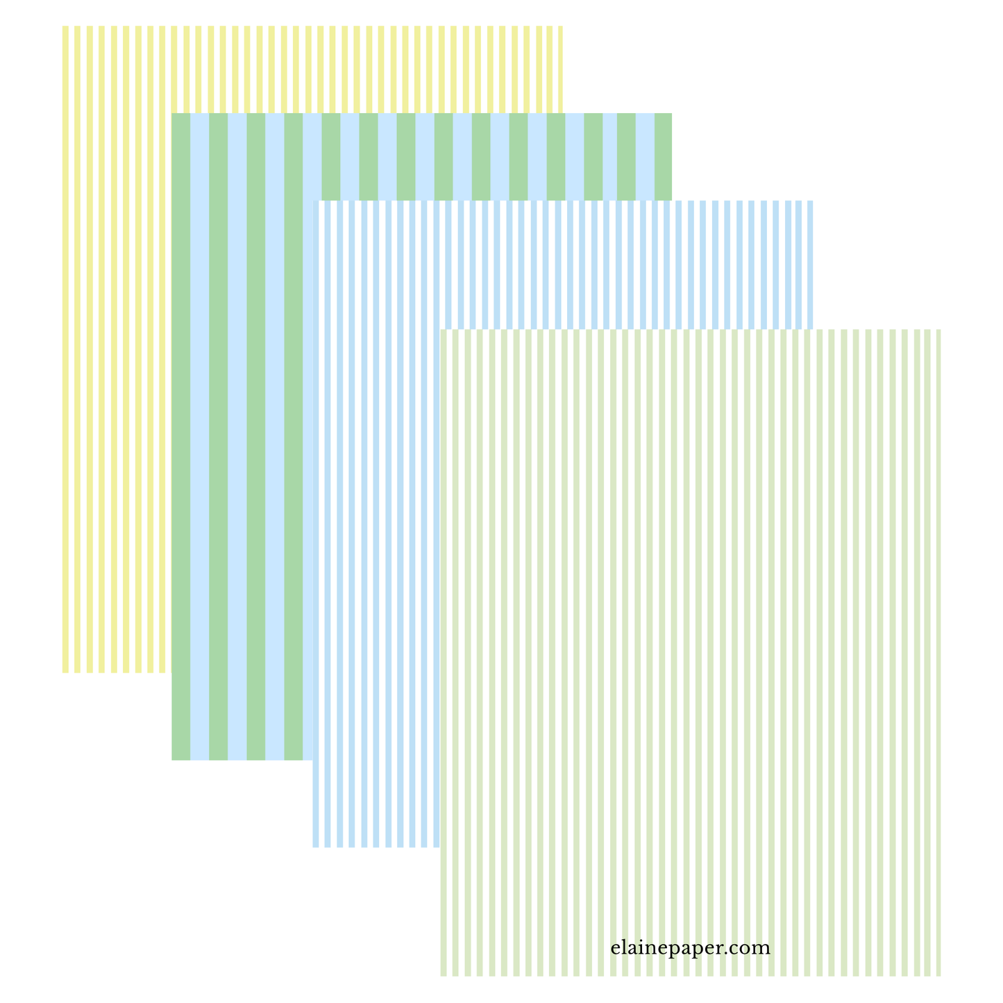 Printable Stripes Patterned Paper Bundle - PDF Download