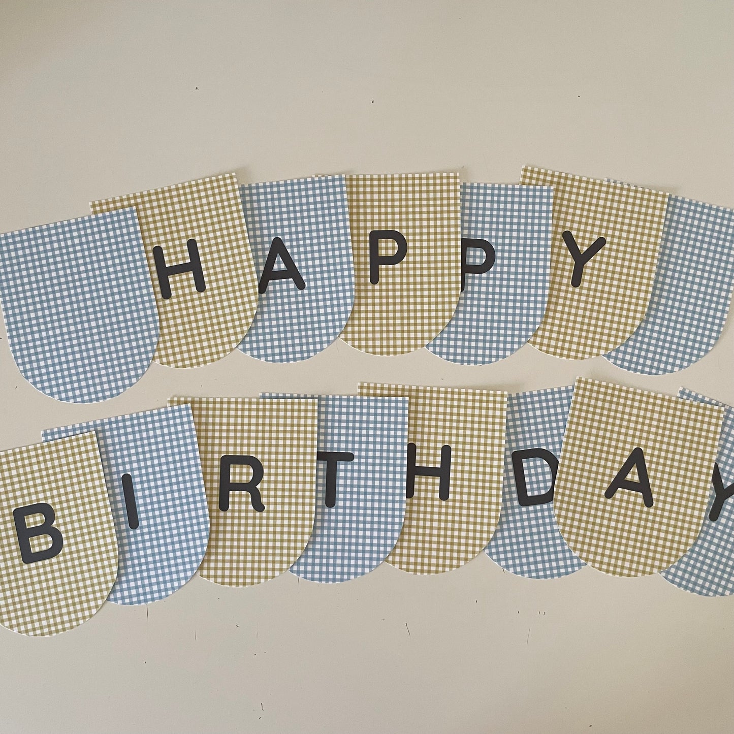 Printable Summer Gingham Happy Birthday Bunting Garland - Instant Download