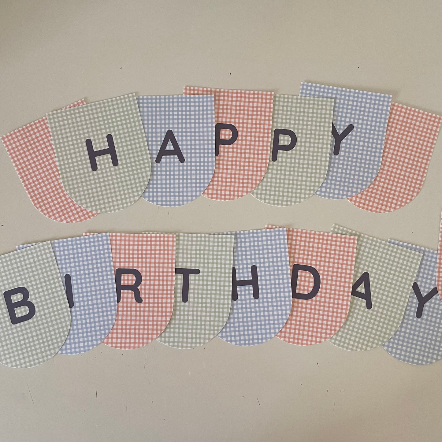 Printable Colorful Gingham Happy Birthday Party Paper Banner - PDF Download