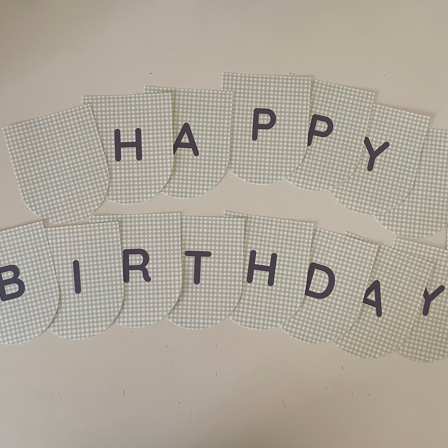 Printable Green Gingham Happy Birthday Party Paper Banner - PDF Download