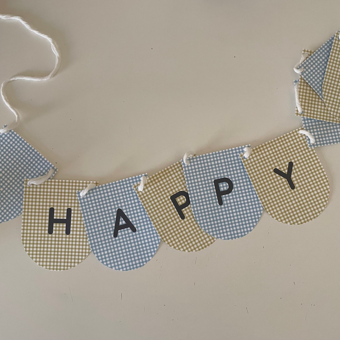 Printable Summer Gingham Happy Birthday Bunting Garland - Instant Download