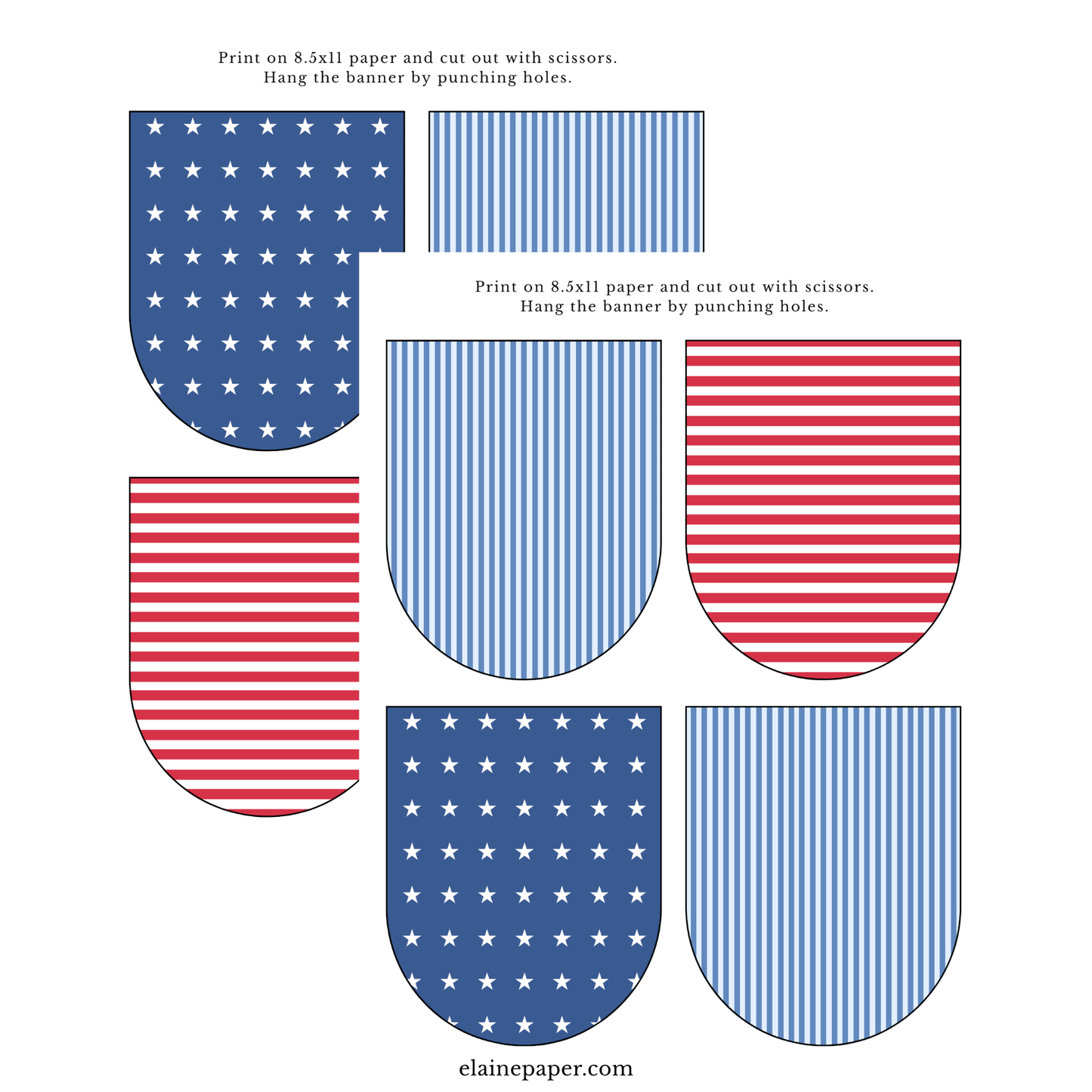 Printable Patriotic USA Stars and Stripes Fourth of July Party Paper Banner - PDF Download